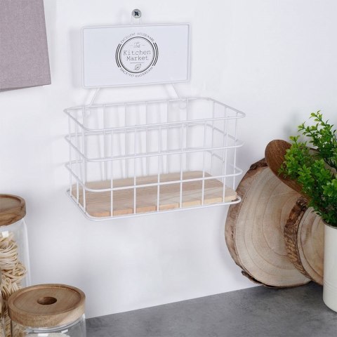 Półka Kuchenna Metalowa Biała Dekoracyjna Wytrzymała ORION 21x12,5x24 cm