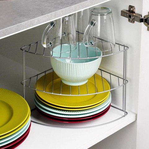 Półka Kuchenna Metalowa Narożna Szara 23 x 23 cm SG 3 Poziomy