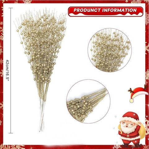 60 Głów Brokatowe Jagody Sztuczne Kwiaty Ozdoby na Choinkę Dekoracja Wazon DIY Wieniec Rękodzieło Dekoracje Domu Navidad Supplies