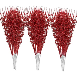 60 Głów Brokatowe Jagody Sztuczne Kwiaty Ozdoby na Choinkę Dekoracja Wazon DIY Wieniec Rękodzieło Dekoracje Domu Navidad Supplies