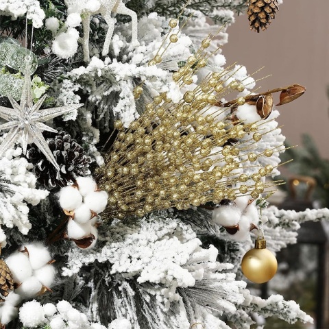 60 Głów Brokatowe Jagody Sztuczne Kwiaty Ozdoby na Choinkę Dekoracja Wazon DIY Wieniec Rękodzieło Dekoracje Domu Navidad Supplies