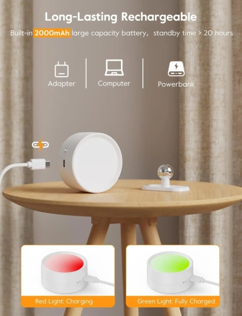 Magnetyczne kinkiety ścienne LED, ładowalne, ściemnialne lampy ścienne z pilotem, 360 °   Obrotowa lampa ścienna do sypialni