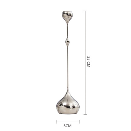 Srebrny świecznik, metalowy świecznik Romantyczna dekoracja stołu do jadalni domowej, rekwizyty fotografii ślubnej