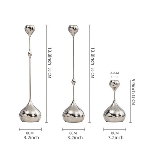 Srebrny świecznik, metalowy świecznik Romantyczna dekoracja stołu do jadalni domowej, rekwizyty fotografii ślubnej