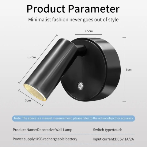 Światło LED magnetyczne USB akumulatorowa lampa ścienna reflektor bezprzewodowa bez dziurkacza lampka do czytania