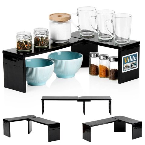 Półka Kuchenna Narożna Czarna Podłużna 47 x 32 x 155 cm VILDE