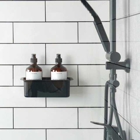 Półka Pod Prysznic Czarna Prostokątna Przyklejana Taśma 3M VILDE