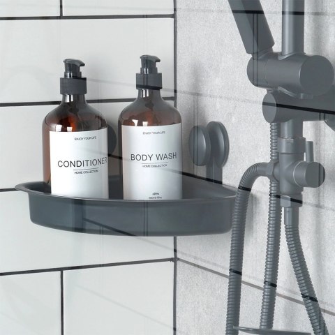 Półka Pod Prysznic Narożna Czarna na Przyssawki VILDE 28 x 22 cm