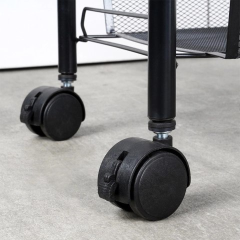 Półka Regał na Kółkach 3 Poziomowy Metal Czarny 44 x 26 x 63 cm VILDE