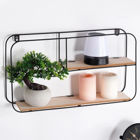 Półka Ścienna Metalowa LOFT 2 Poziomy Czarny 52 x 105 cm TRENDS4YOU
