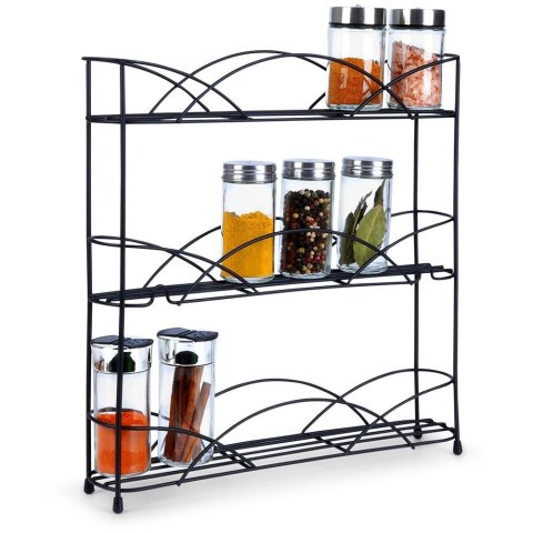 Półka na Przyprawy Metalowa Czarna Stojąca Loft VILDE 33,5 x 6,5 x 33,5 cm