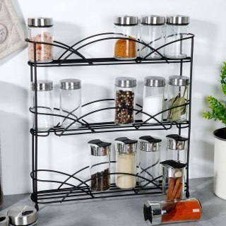 Półka na Przyprawy Metalowa Czarna Stojąca Loft VILDE 33,5 x 6,5 x 33,5 cm