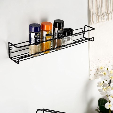 Półka na Przyprawy Metalowa Czarna Wisząca LOFT 40 x 65 cm VILDE