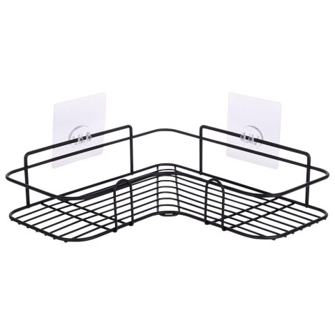 Półka pod Prysznic Metalowa Łazienkowa Czarna Przyklejana VILDE 26,5x26,5cm