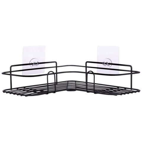 Półka pod Prysznic Metalowa Łazienkowa Czarna Przyklejana VILDE 26,5x26,5cm