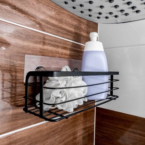 Półka pod Prysznic Metalowa Łazienkowa Czarna Przyklejana VILDE 31x12x9,5cm