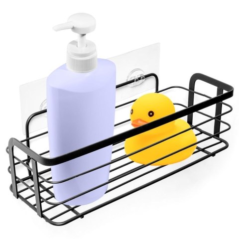 Półka pod Prysznic Metalowa Łazienkowa Czarna Przyklejana VILDE 31x12x9,5cm