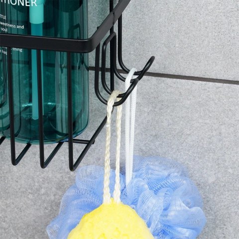 Półka pod Prysznic Zawieszana Metalowa Czarna Solidna VILDE 33,5x12,5x38 cm