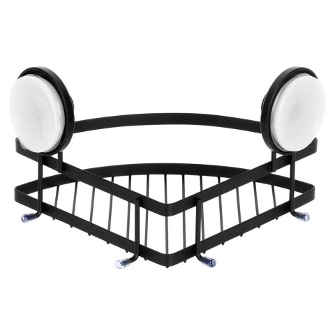 Półka pod prysznic metalowa czarna na przyssawki narożna 24x18x12,5 cm