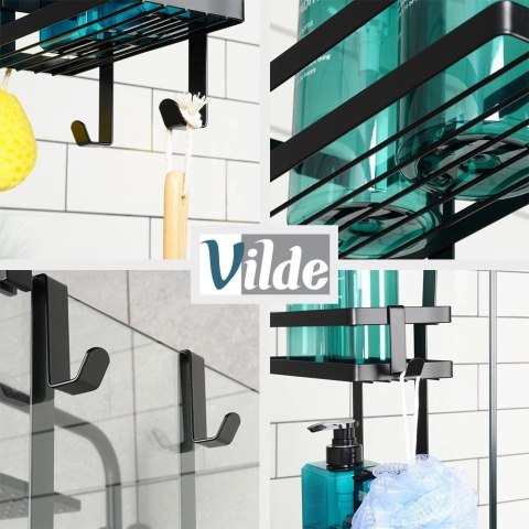 Półka pod prysznic metalowa czarna zawieszana 23x10,5x75 cm