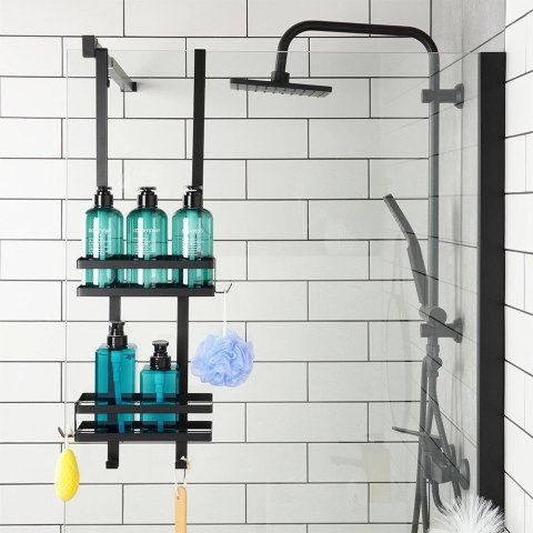 Półka pod prysznic metalowa czarna zawieszana 23x10,5x75 cm