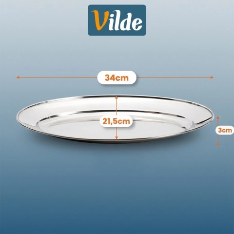 Półmisek Stalowy Owalny Duży Taca do Serwowania 34 x 215 cm VILDE