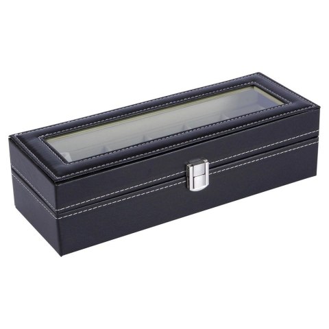 Pudełko Szkatułka na Zegarki Etui Czarne 6 Miejsc 305 x 11 x 8 cm VILDE