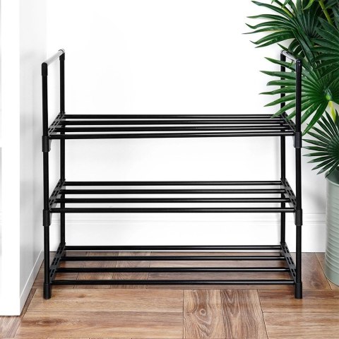 Regał na Buty Metalowy Czarny 3 Poziomy 57 x 28 x 55 cm VILDE
