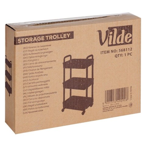 Regał na Kółkach Czarny 3 Poziomy Mobilny 30 x 21 x 61 cm VILDE