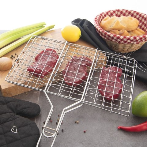 Ruszt do Grillowania z Uchwytem Zamykany Dwustronny Metalowy ORION 35x55 cm