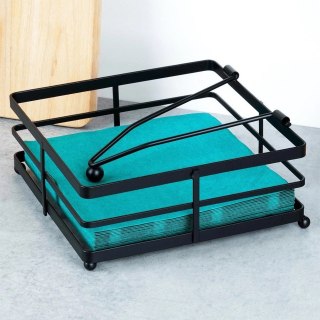 Serwetnik Stojak na Serwetki z Dociskiem Metalowy Czarny NAVA 18 x 18 cm