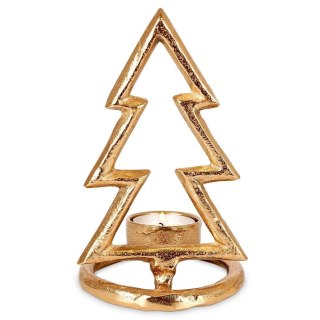 Świecznik Choinka Tealight 1 Świeczka Świąteczny Złoty Loft VILDE 16 cm