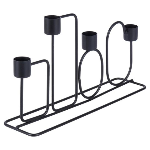 Świecznik Dekoracyjny Metalowy Czarny na 4 Świeczki ORION 27x7x16 cm