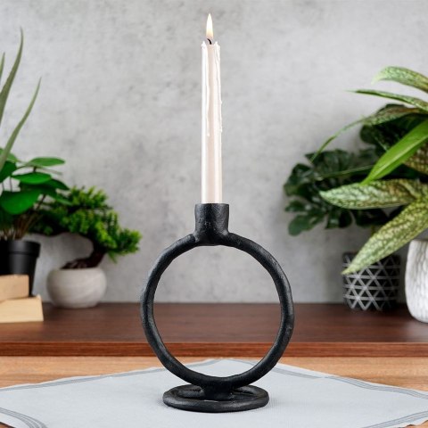 Świecznik Dekoracyjny Ozdobny Aluminiowy Czarny ORION 19 cm