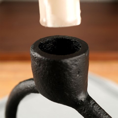 Świecznik Dekoracyjny Ozdobny Aluminiowy Czarny ORION 24 cm