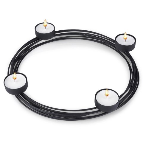 Świecznik Dekoracyjny Ozdobny Metalowy Czarny na 4 Świeczki ORION 28x3,5 cm