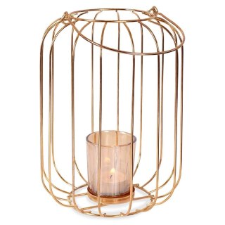 Świecznik Lampion na Świeczkę Metalowy Złoty HOME STYLING COLLECTION 21,5cm