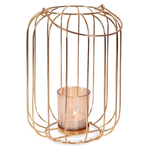 Świecznik Lampion na Świeczkę Metalowy Złoty HOME STYLING COLLECTION 21,5cm