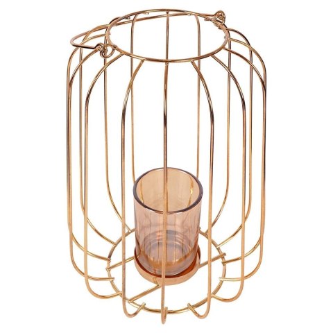 Świecznik Lampion na Świeczkę Metalowy Złoty HOME STYLING COLLECTION 21,5cm