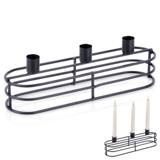 Świecznik Metalowy Czarny na 3 Świeczki HOME STYLING COLLECTION LOFT