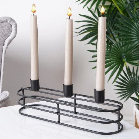 Świecznik Metalowy Czarny na 3 Świeczki HOME STYLING COLLECTION LOFT