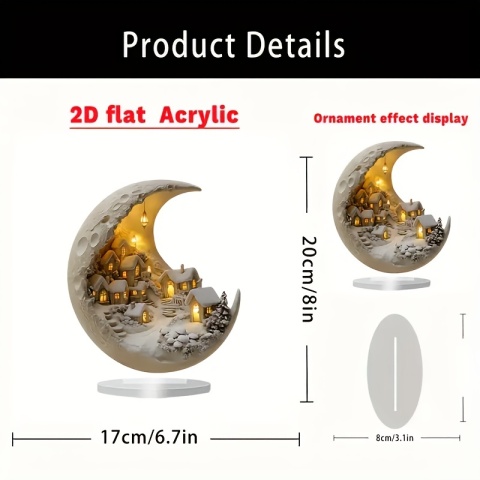 Ozdoba świąteczna na biurko w kształcie choinki, domek księżycowy, dekoracja DIY 2D, akrylowe tabliczki z napisem