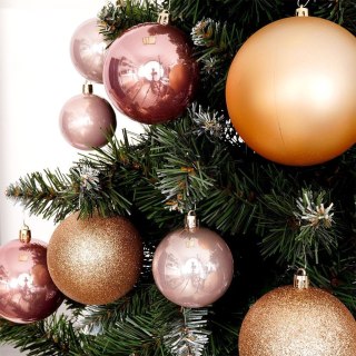 Zestaw Bombki Choinkowe Świąteczne Różowe Nietłukące Solidne VILDE 26 szt.