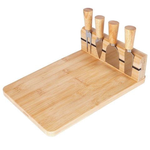 Zestaw Deska do Serów z Nożami Bambusowa Ekologiczna ORION 5 el.