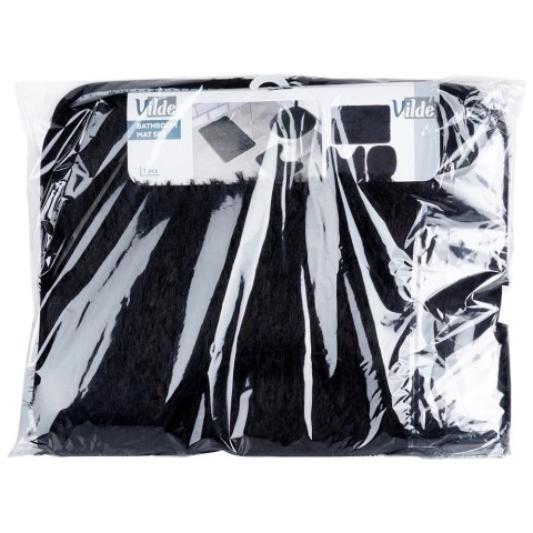 Zestaw Dywaników Łazienkowych 3 el. VILDE Czarny Poliester Antypoślizgowy