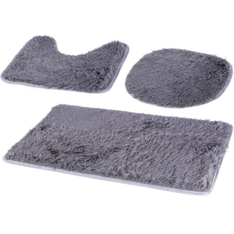 Zestaw Dywaników Łazienkowych 3 el. VILDE Szary Poliester Antypoślizgowy