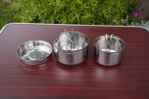 Zestaw Kempingowy Stal Nierdzewna Garnki Pokrywka KUBISPORT 2 szt.