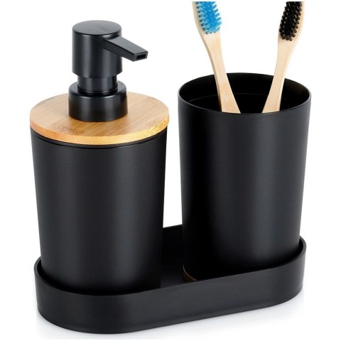 Zestaw Łazienkowy 3 el. VILDE Dozownik Kubek Podstawka Bambus