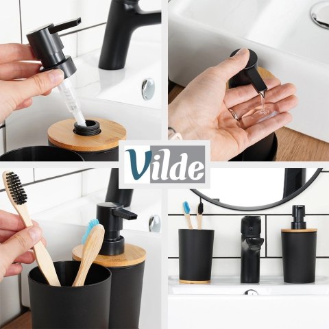 Zestaw Łazienkowy 3 el. VILDE Dozownik Kubek Podstawka Bambus