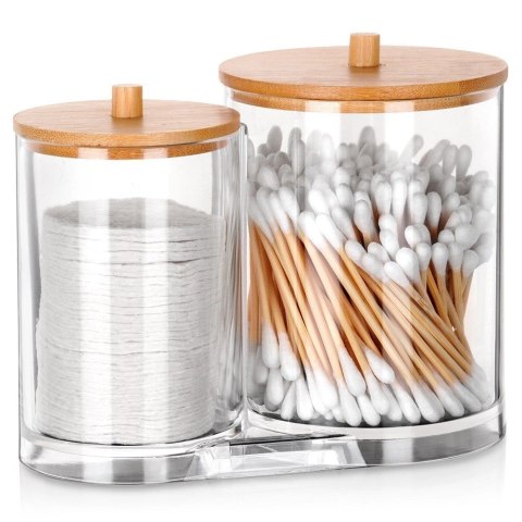 Zestaw Pojemników na Patyczki Płatki 15 x 9 x 12,5 cm z Bambusową Pokrywą